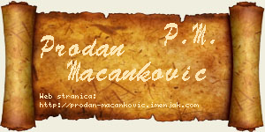 Prodan Macanković vizit kartica